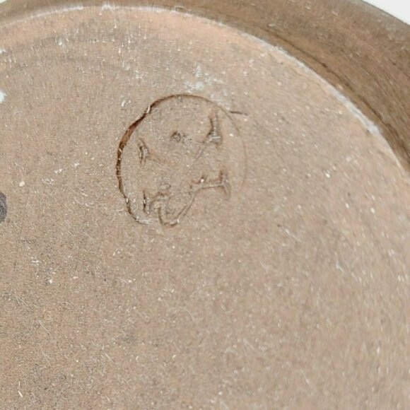 Hand Turned Studio Art Pottery Clay Weed Vase Multicolor Enamel Signed Base - Picture 8 of 8